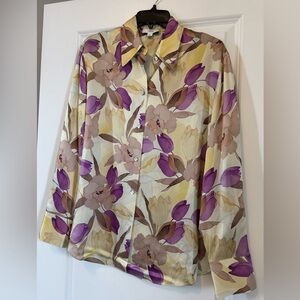 Vince Beige and Brown Patterned Blouse